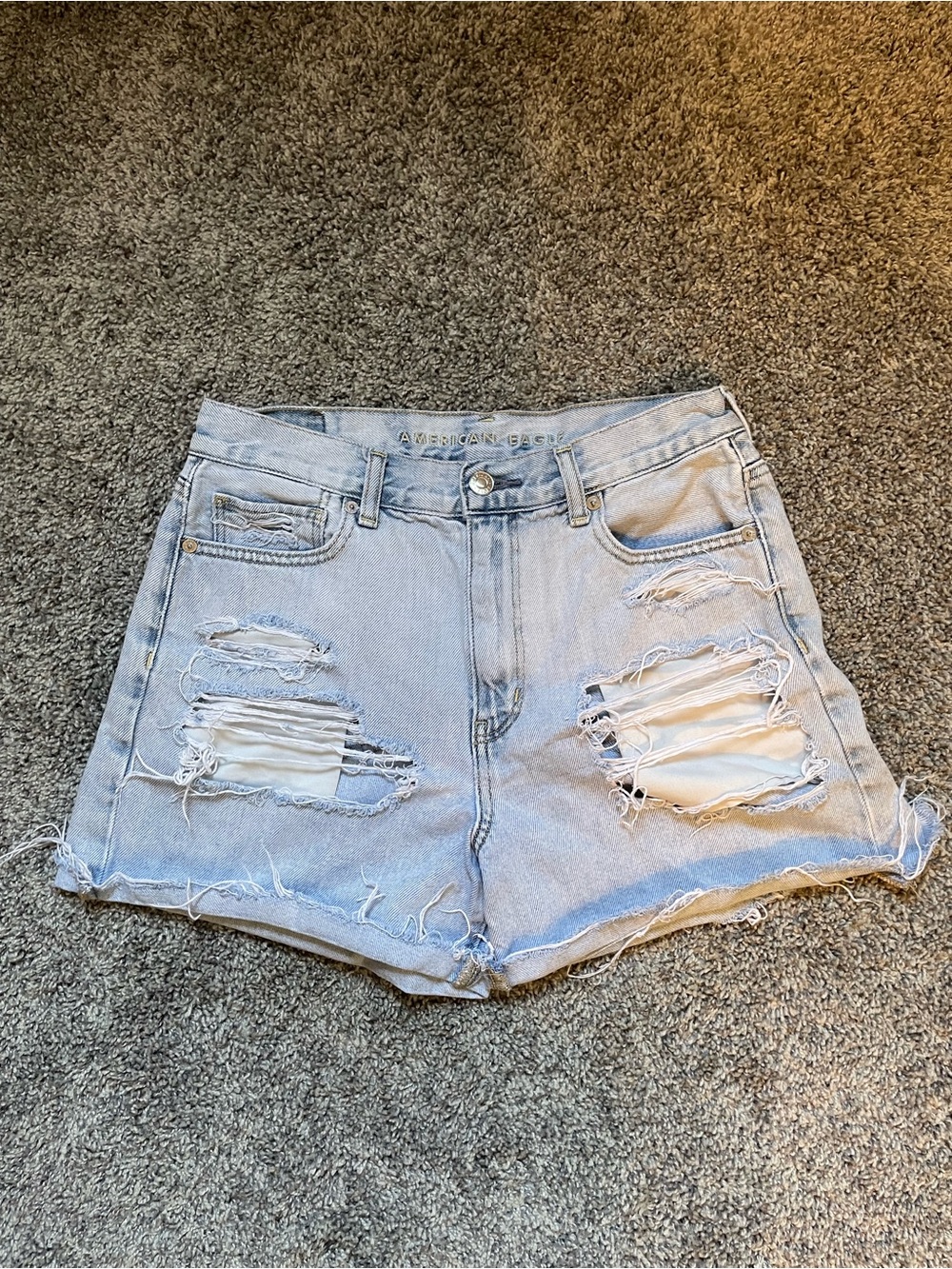 American Eagle Outfitters Light Wash Distressed Denim Shorts